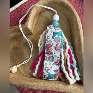 Western Cowboy Boot Tassel Bookmark | Boho Car Mirror Charm | Disco Cowgirl